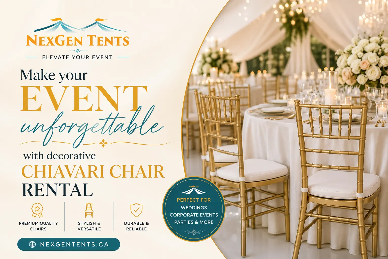Make your event unforgettable with decorative Chiavari Chair Rentals